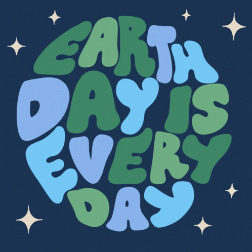 a stylized earth day poster with words above