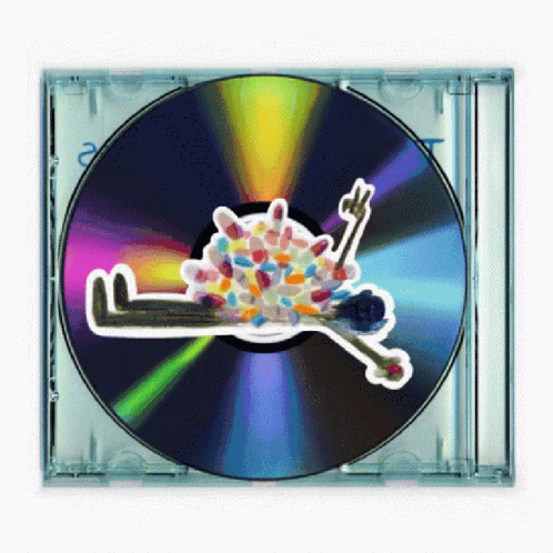 an cds cd with the stickers of a skeleton with keys on it
