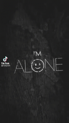 a dark background with an outlined face in the word i'm alone on it