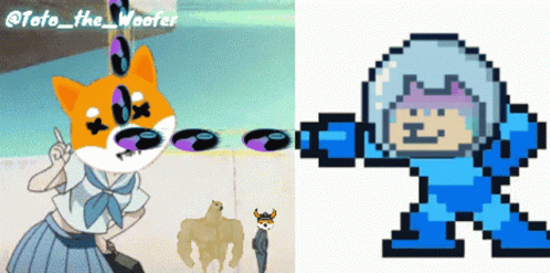 two pixel characters from popular tv series cartoon cats