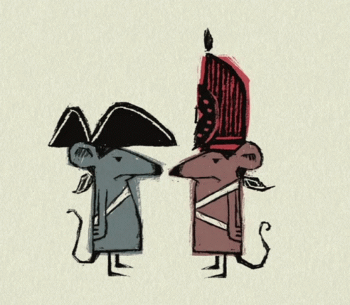 an ink drawing of two men in hats