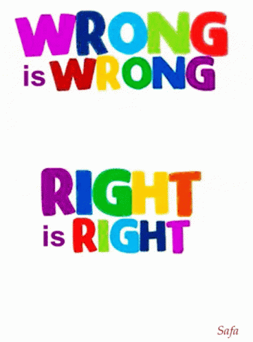 words that are colored with the word wrong is wrong right is right