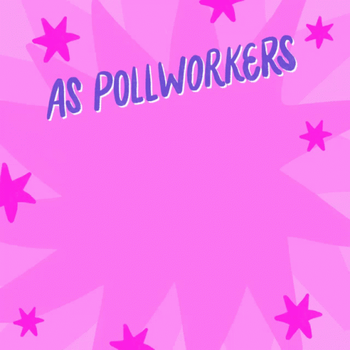 a pink background with stars and words as pol workers