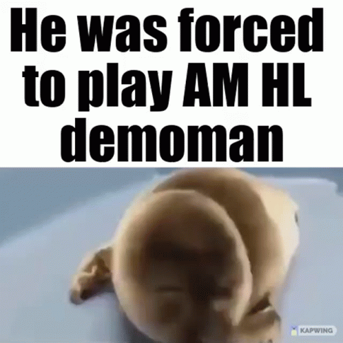 a baby elephant with text that reads he was forced to play am h demonman