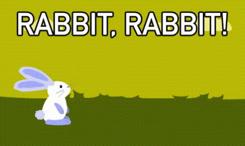 a cartoon rabbit is sitting in a field