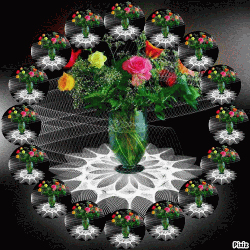 flower arrangement in a green vase on display