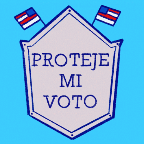 the proteje mi voto logo is painted on yellow paper