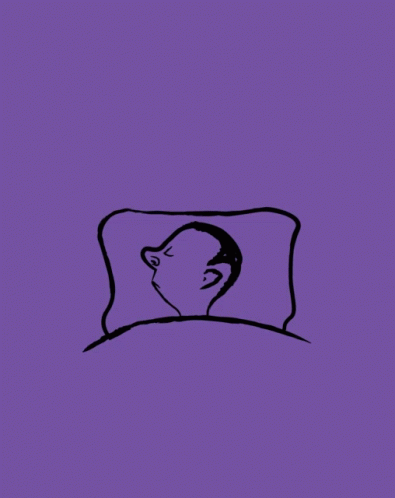 this is a hand drawn illustration of an asian man in bed with a pink background