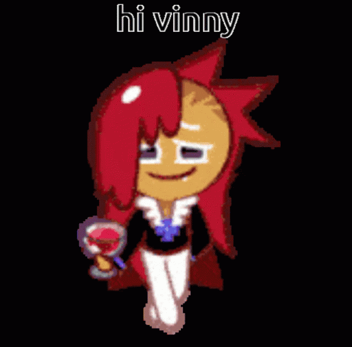 a blue cartoon character with text that reads hi vinny