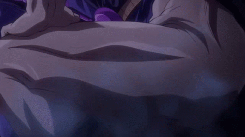 anime scene showing person lying down and his arm on another man's back