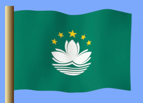 a green flag with white stars flying above it