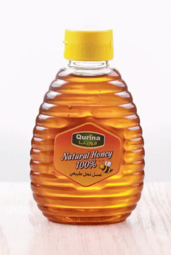 a blue bottle of puren natural honey