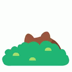 the image of cat hiding on the hillside is a blue green