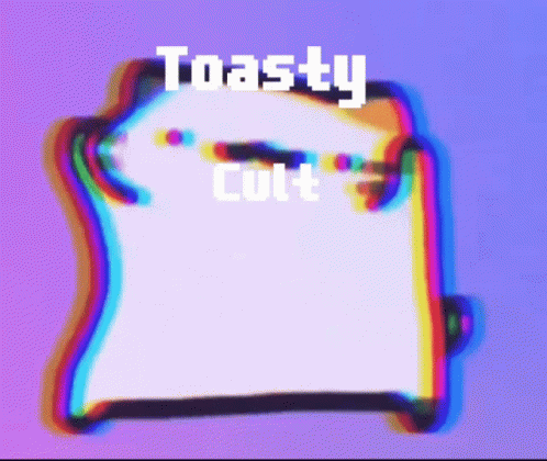 toasty cut logo over a multicolored image