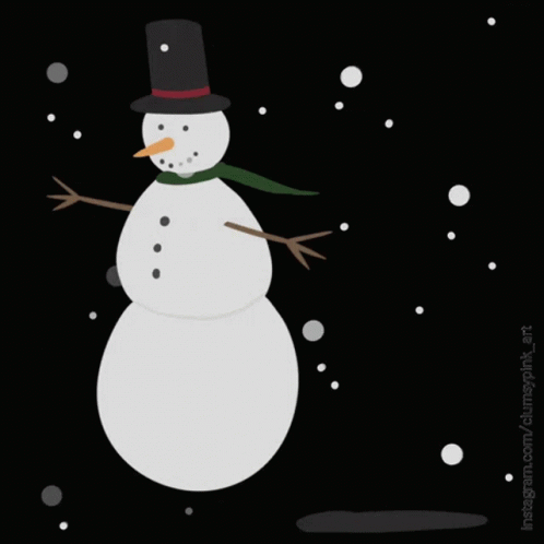 a picture of a snowman and hat on a black background