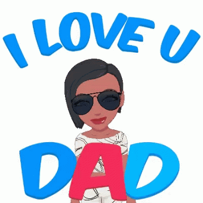 a cartoon character is holding the word dad in sunglasses