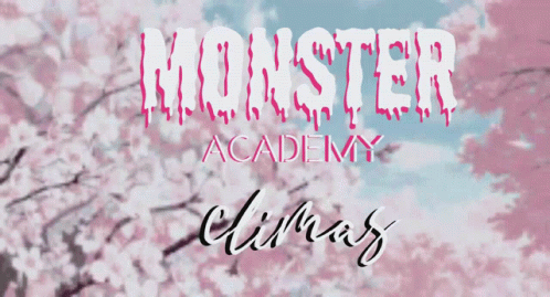 a purple, black and white font that says monster academy