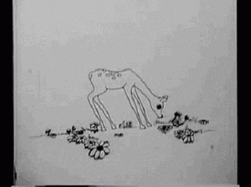 an artistic hand drawn drawing of a giraffe grazing