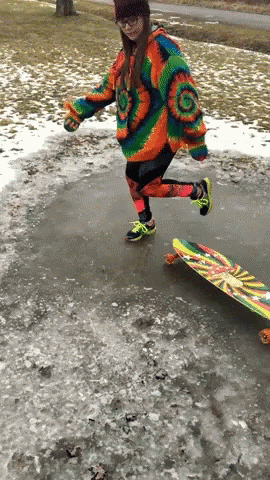 there is a person that is skating on snow