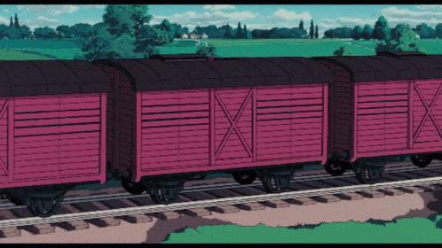 a cartoon po of a train on tracks