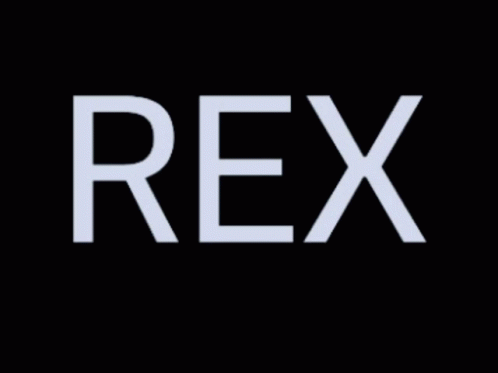 a black and white image with the word, rex