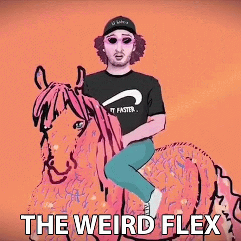 a drawing of a guy riding a purple horse