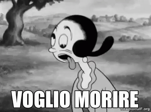 cartoon character in front of a tree and saying vociio morre
