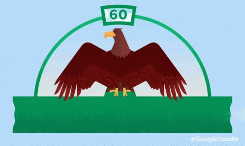 an eagle and a sticker with the word 60 on it