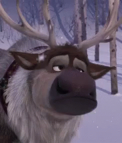a cartoon reindeer that is wearing an antlers horns