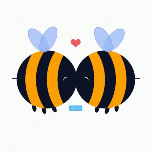a picture of two bees hugging one another