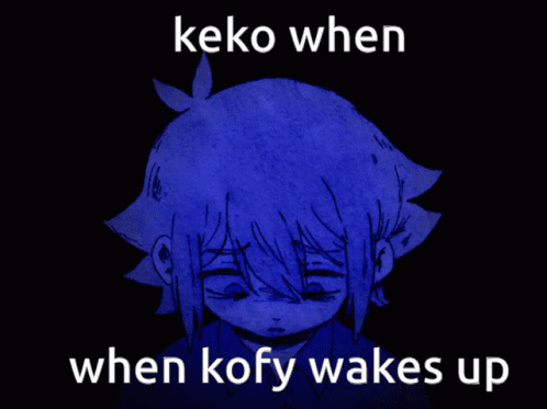 the words on the back of a black background that say, keko when kofy wakes up