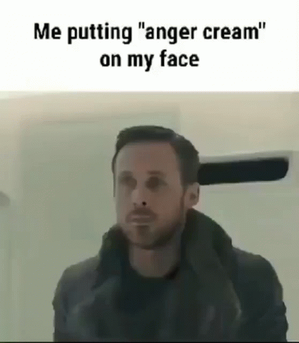 a man holding a baseball bat in his hand with the caption saying me putting'anger cream'on my face