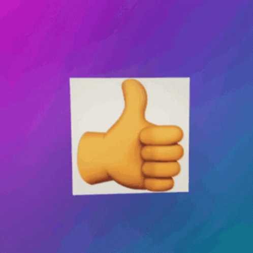 the thumbs up sign on a phone with purple background