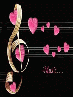 music notes made up of hearts and musical notes