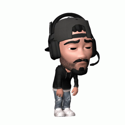 a 3d model of a male with headphones on