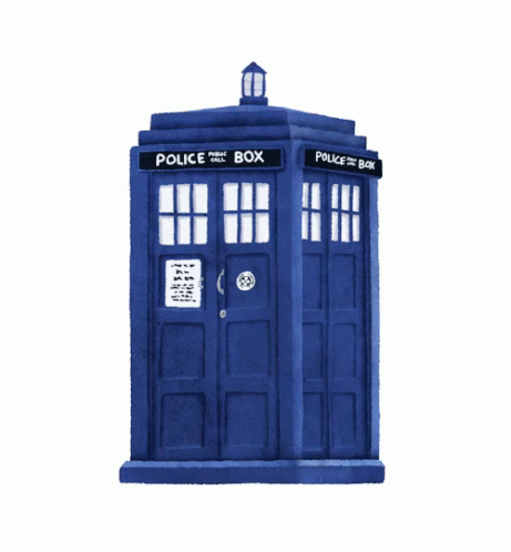 a brown painted replica of the doctor who has the words police box on it