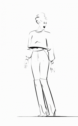 a woman stands in black and white with her hands in her pockets