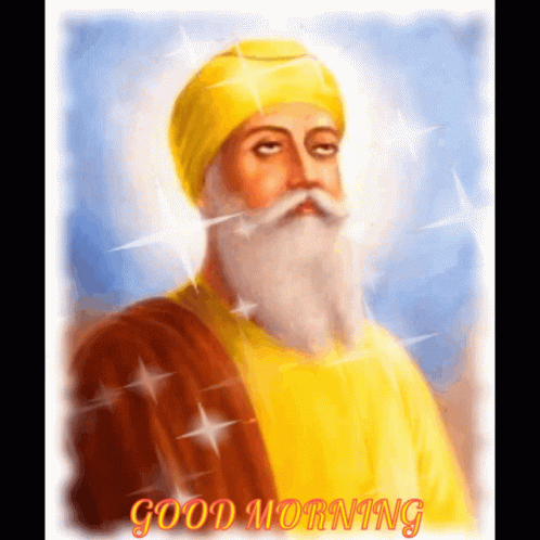 a man wearing a turban and beard has the words good morning