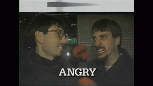 two men with fists in a picture that says angry