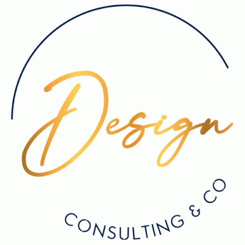 a white circular with blue ink and the words design consulting on it