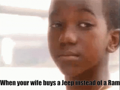 an image with a caption for a person with the caption when your wife buy a jeep instead of a rambling girl