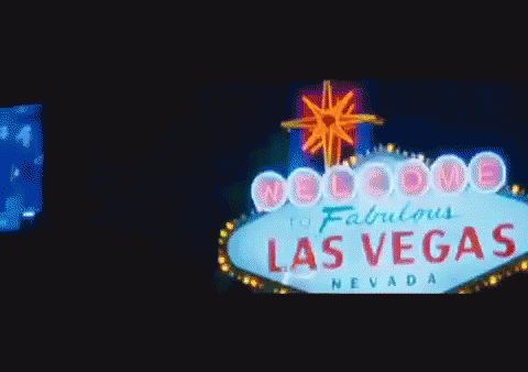 the las vegas sign is all lit up