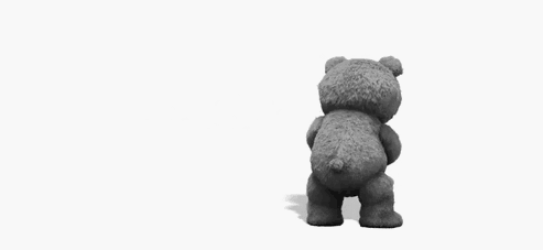 a little grey teddy bear standing up
