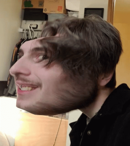 an image of a man with crazy head cut out