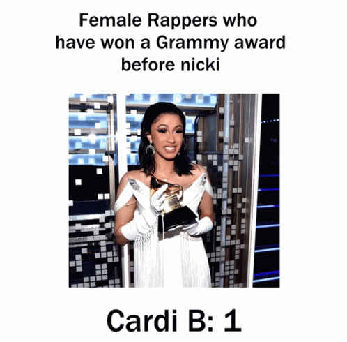 an ad for a fashion store with the caption female rappers who have won a grmmy award before nicki