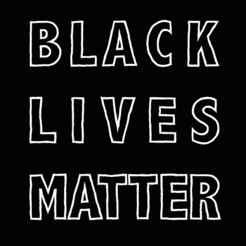 two different white letters on a black background that read black lives matter