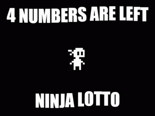 4 numbers are left with ninja lotto on the screen