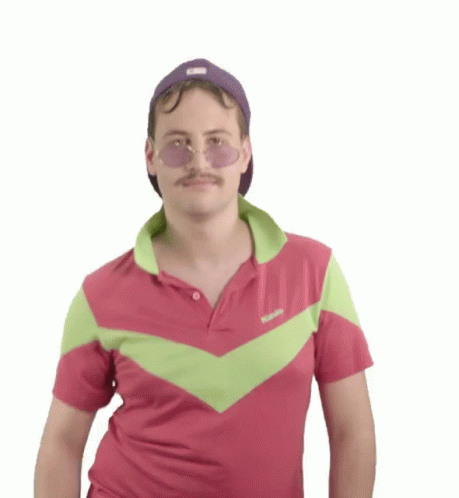 a man with glasses, in an odd purple shirt