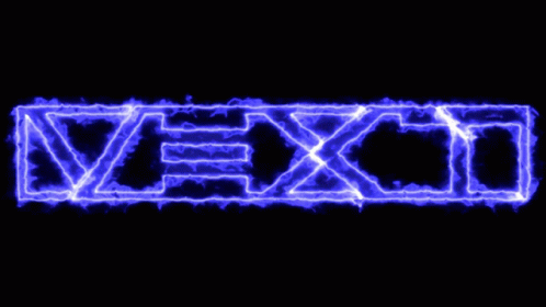 the word dexex is written in neon red