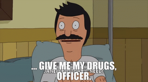cartoon of a man sitting on a couch with text saying, give me my  officer